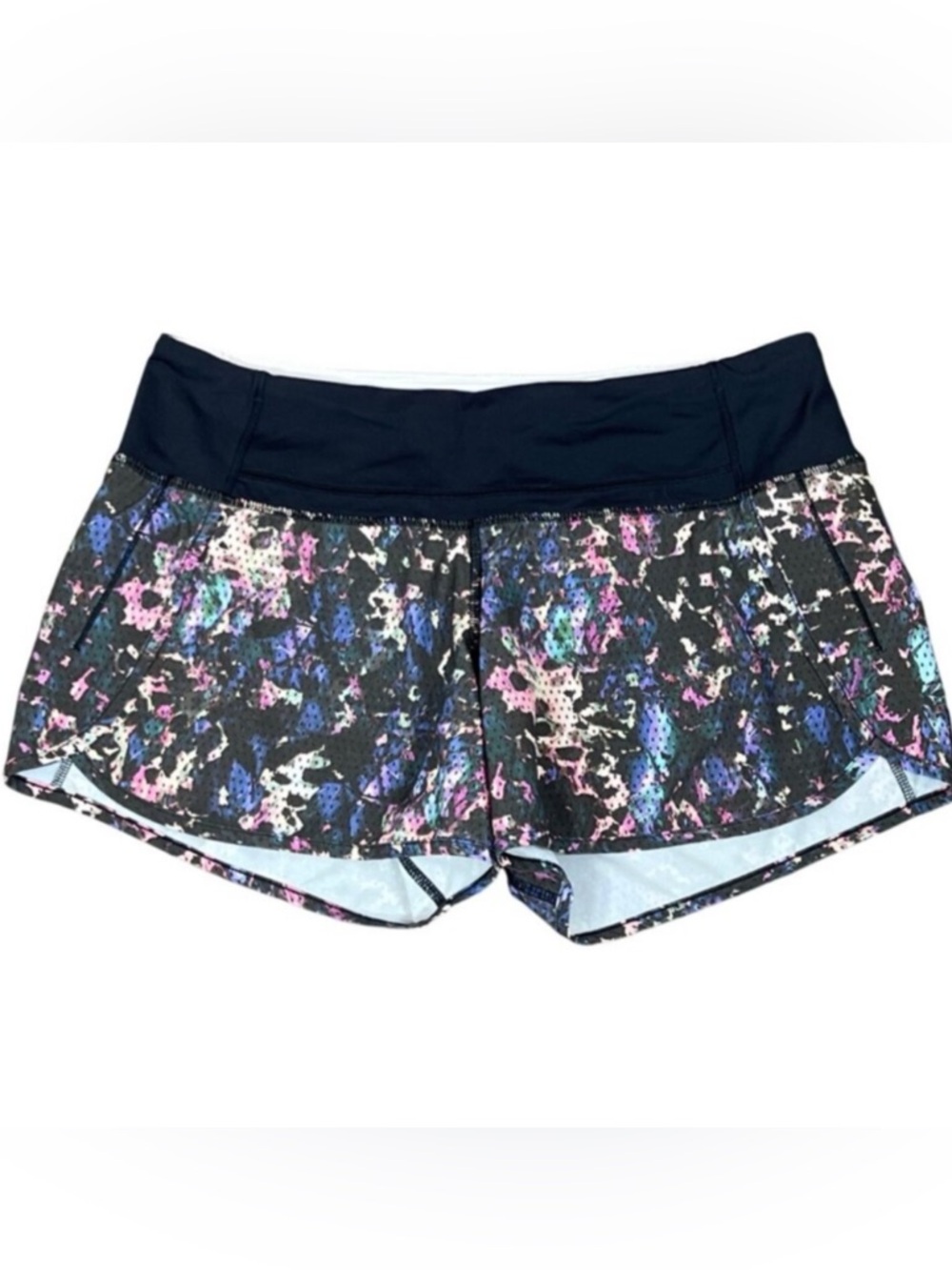 LULULEMON Run Times Short Floral Sport Black / Multicolor Sz 6 #W7B36S EUC